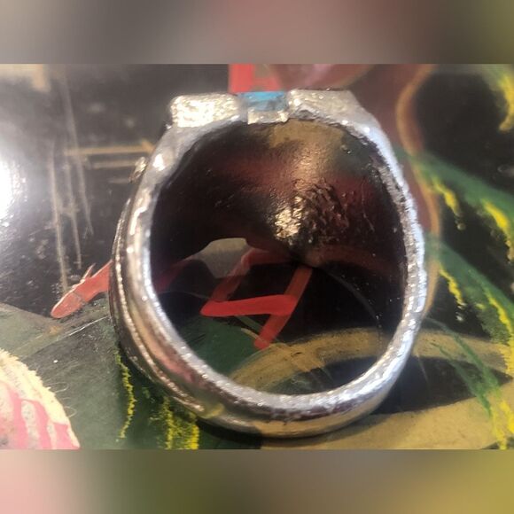 Native American Ring, spiderweb turquoise stone 8.5 - Picture 5 of 6